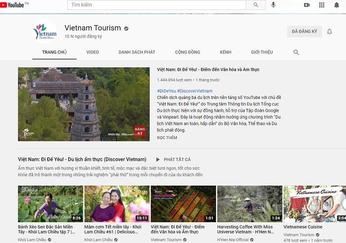 Nhiều clip hay và hấp dẫn trên kênh YouTube của Tổng cục Du lịch
